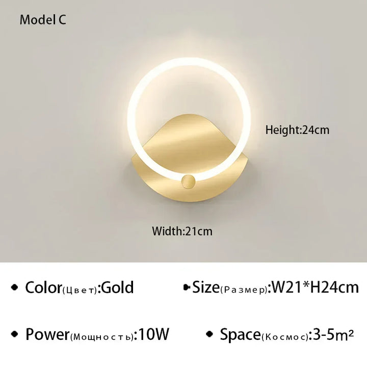 Moderne nordic LED-wandlamp – elegante ringlicht-inrichting voor slaapkamer, woonkamer en hoteldécor