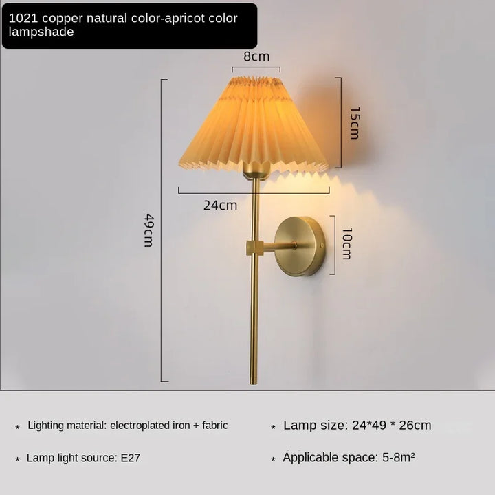 Nordic LED Wandlamp – Modern retro design voor woonkamer, slaapkamer en kantoor, E27 fitting, stoffen kap, wandmontage