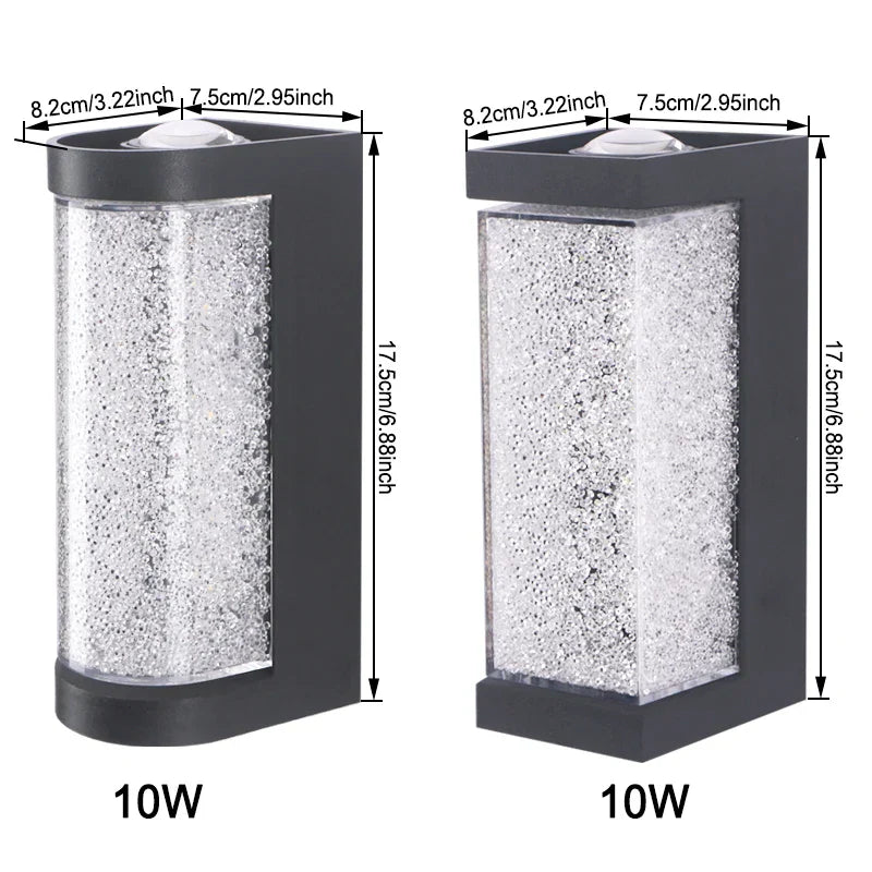 Moderne waterdichte LED-buitenwandlamp - Kristal-wandlamp voor tuin-, patio- en deurverlichting