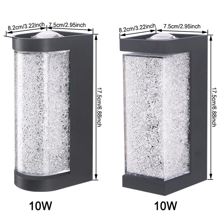 Moderne waterdichte LED-buitenwandlamp - Kristal-wandlamp voor tuin-, patio- en deurverlichting