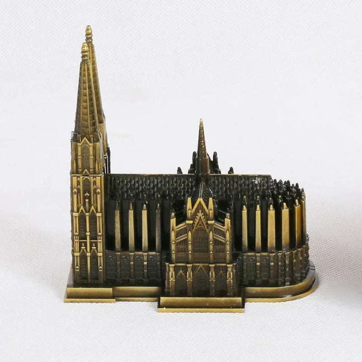 Kölner Dom Model Metaal Antiek Brons Duitsland Kölner Dom Gebouw Figuren Wereldberoemd Monument Architectuur Decoratie