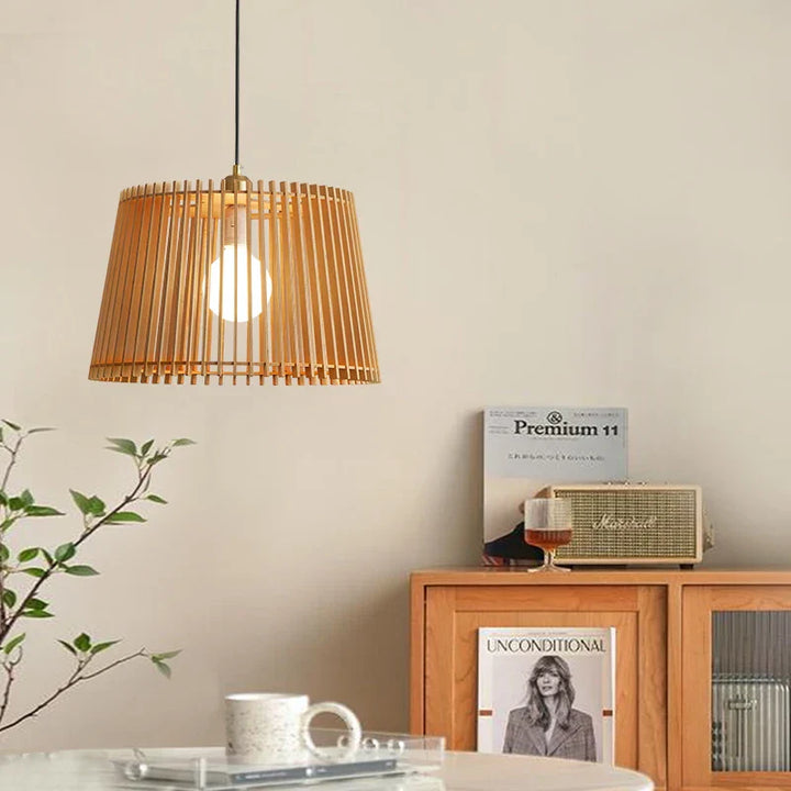Moderne Japanse vogelkooi hanglamp – houten korf kroonluchter voor woonkamer, slaapkamer en bar decoratie