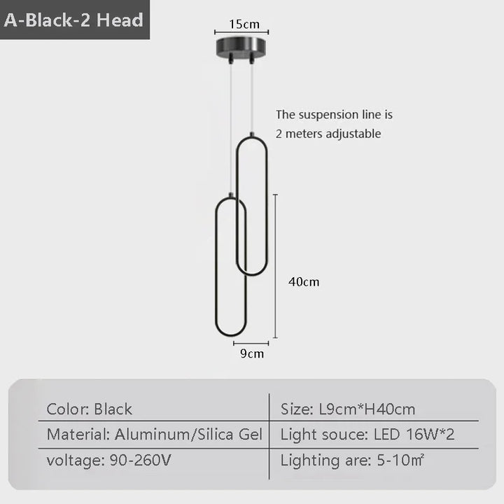 Moderne LED hanglamp – Zwarte en gouden hanglamp voor slaapkamer, woonkamer en eetkamerdecor