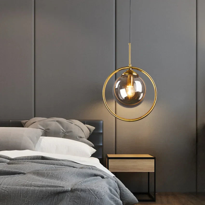Moderne glas hanglampen voor slaapkamer nachttafel badkamer hanglamp plafondlampen hotel restaurant decoratie ring