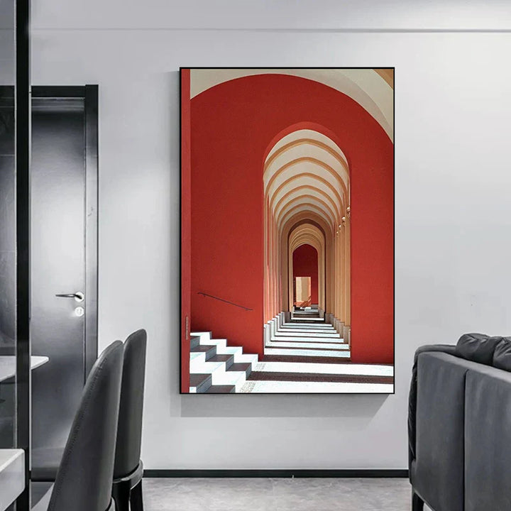 Minimalistische abstracte architectonische wandkunst Fijne kunst canvasprints Posters afbeeldingen voor moderne woonappartement woonkamer kantoor decor
