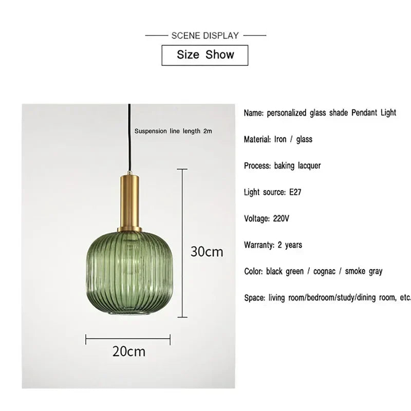 Moderne Nordic Glazen Hanglamp – Enkele Kop LED Hanglamp voor Eetkamer, Slaapkamer, Café en Studie – Wit, Groen, Cognac & meer