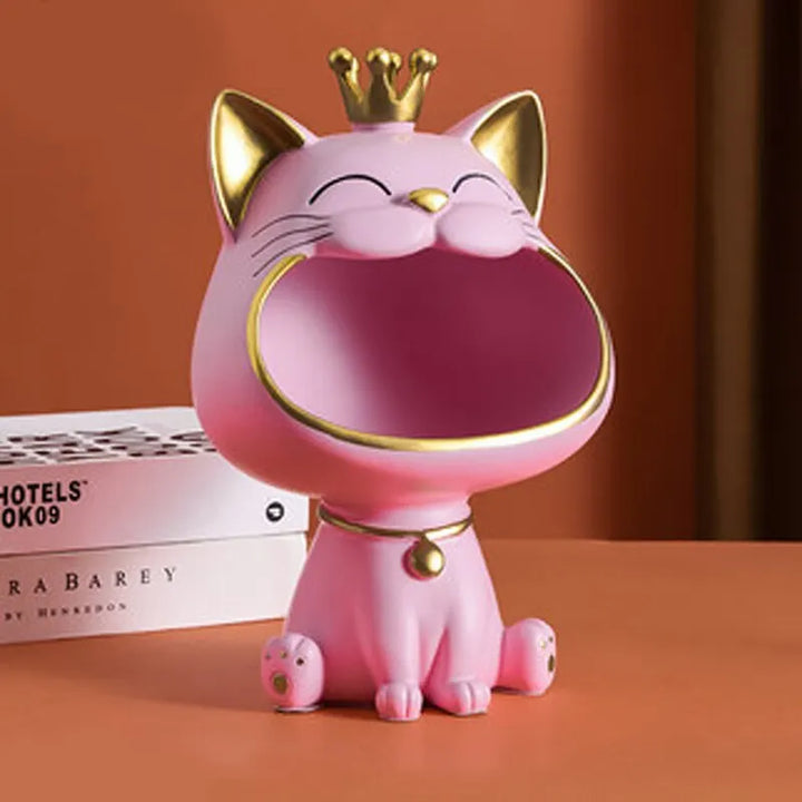 Fortune Crown Big Mouth Kat Toegang Sleutelhanger Decoratief Ornament, Lichtgewicht Luxe Huishwarming Geschenk Beeldhouwwerk