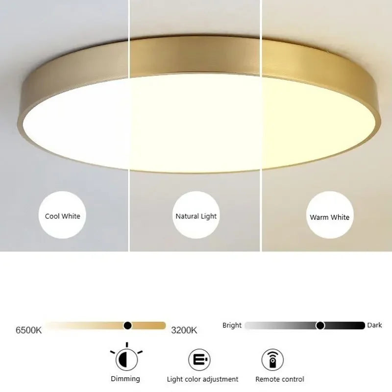 Moderne LED Haloge plafonnière lampen - Eenvoudige gouden ronde