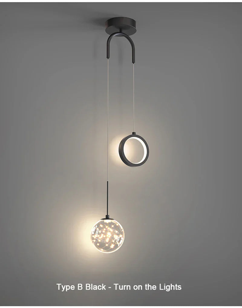 Moderne LED pendelstuk – 2-weg binnenhanglamp voor woonkamer, slaapkamer, eettafel met instelbare 3 lichtkleuren