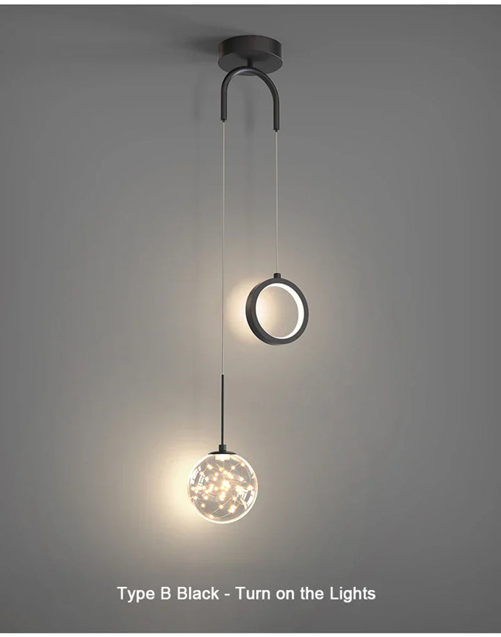 Moderne LED pendelstuk – 2-weg binnenhanglamp voor woonkamer, slaapkamer, eettafel met instelbare 3 lichtkleuren