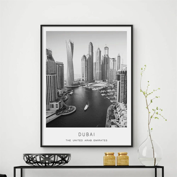 Dubai Skyline Poster Internationale Reis Wandkunst Fine Art Canvas Prints Zwart Witte Foto's Voor Woonkamer Eetkamer Thuis Kantoor Wanddecoratie