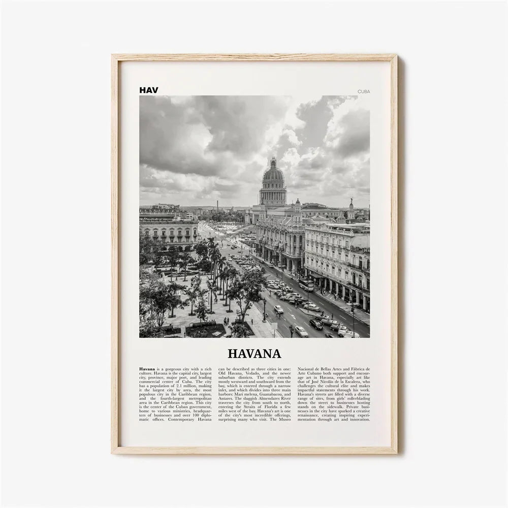 Cuba Havanna Zwart & Wit Reiseposter Wandkunst Fine Art Canvasprints afbeeldingen voor woonkamer eetkamer