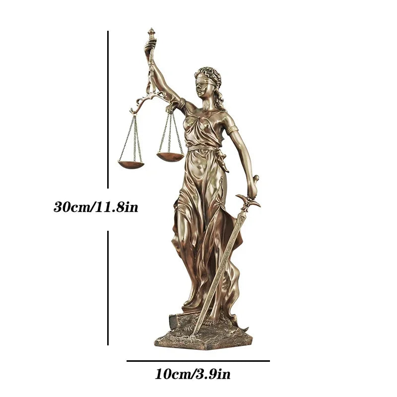 ERMAKOVA Europese antieke bronzen Griekse godin van de rechtvaardigheid standbeeld Fair Angels hars sculptuur ornamenten bureau huisdecoratie cadeau