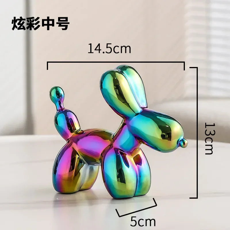 Noordse Keramische Ballonhond Sculptuur Gouden Dier Decoratie Standbeeld Woonkamer Ornamenten Creatief Bureau Ornament Thuis Decor