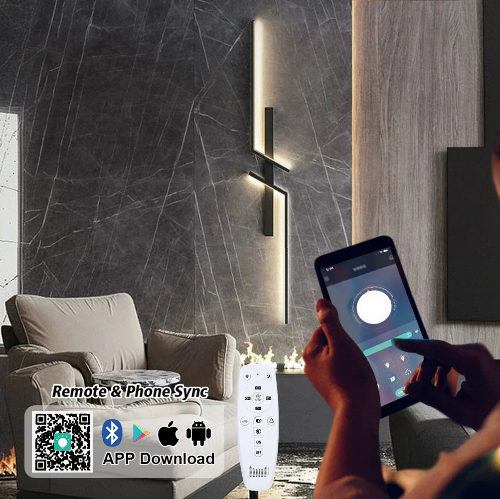 Moderne dimbare LED wandlamp - Afstandsbediening minimalistische wandlamp voor slaapkamer, woonkamer en TV-achtergrond