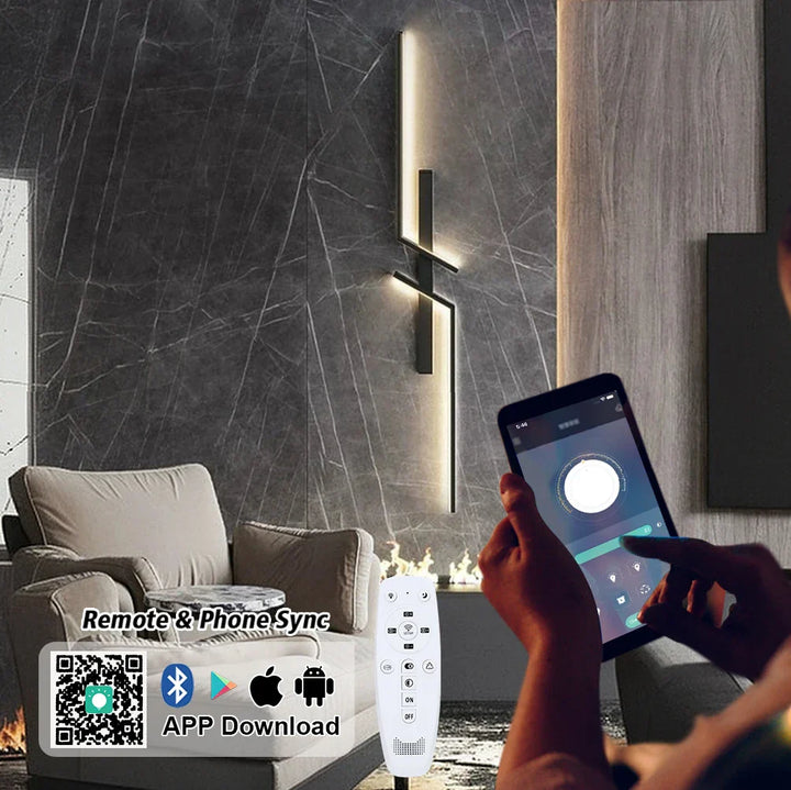 Moderne dimbare LED wandlamp - Afstandsbediening minimalistische wandlamp voor slaapkamer, woonkamer en TV-achtergrond