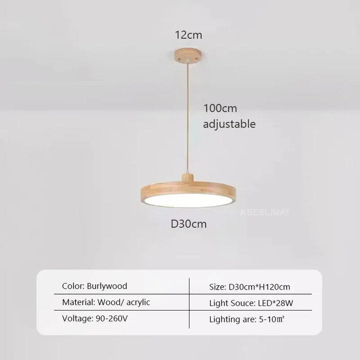 Moderne Nordic LED Hanglamp – Houten Hanglamp met 3 Kleur opties voor Eetkamer, Slaapkamer en Café