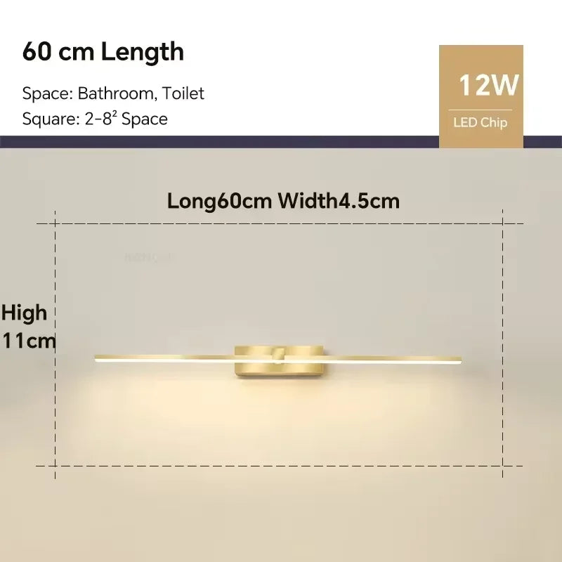 Moderne LED-Wandlamp voor de badkamer – 3-kleurige instelbare licht Aluminium LED-spiegel Lamp voor Makeup en Baden