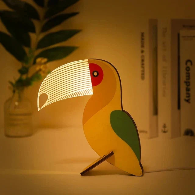 Charmante houten dieren LED nachtlampen