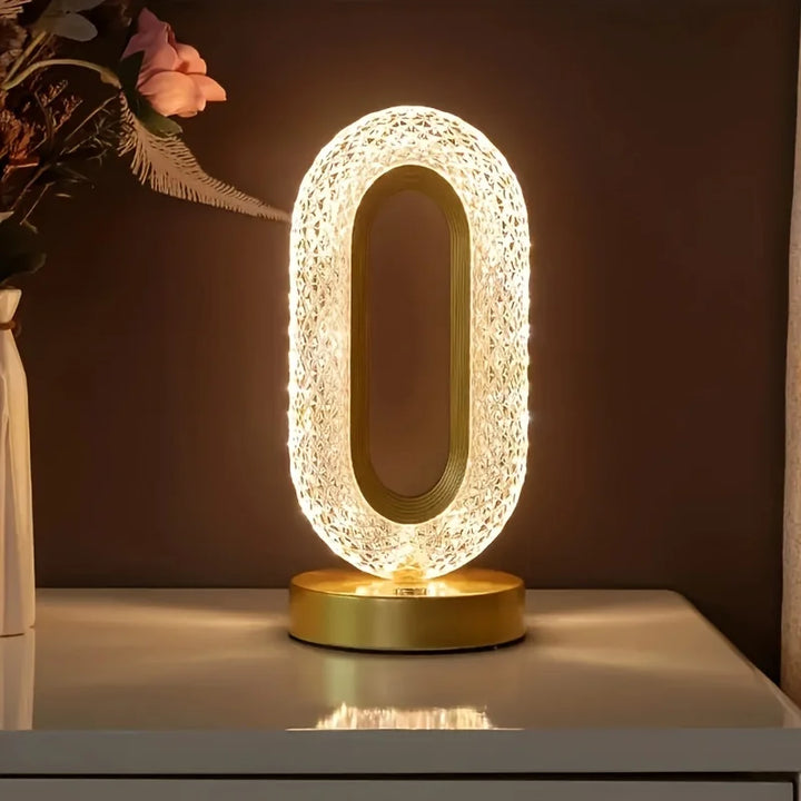 Moderne Luxe Oval USB oplaadbare Kristal Tafellamp – Dimbare LED Nachtlamp voor Slaapkamer, Woonkamer en Nachttafel Decor