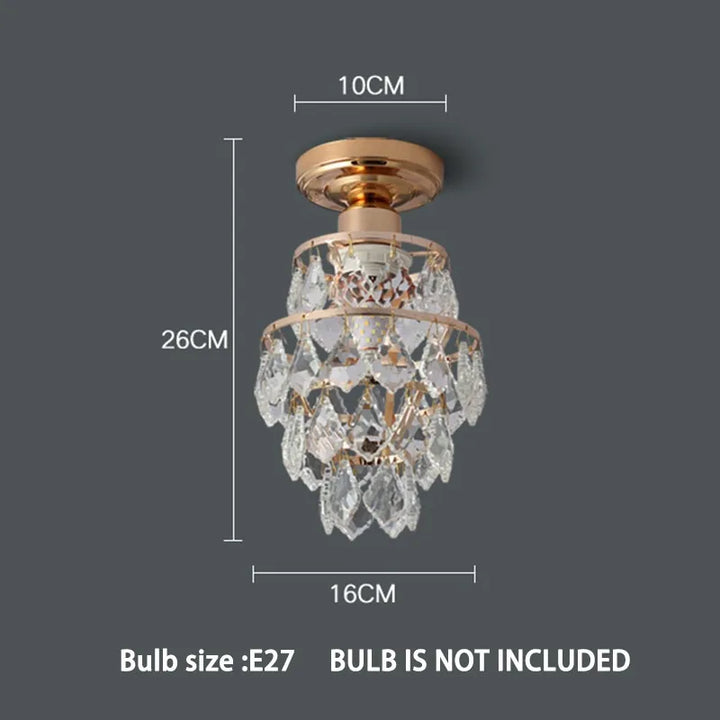 Moderne Gouden Mini Kristallen Plafondlamp – E27 LED Licht voor Slaapkamer, Woonkamer, Trappen en Hu decorated