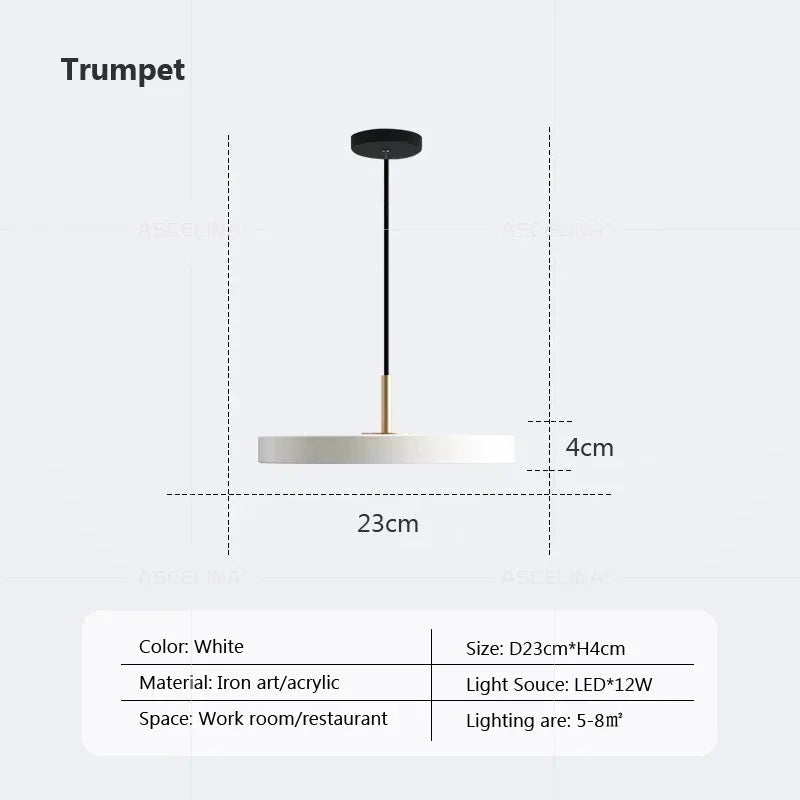Moderne LED hanglamp – 23/30 cm schijf hanglamp voor slaapkamer, woonkamer, kantoor engang – dimbare LED plafondlamp