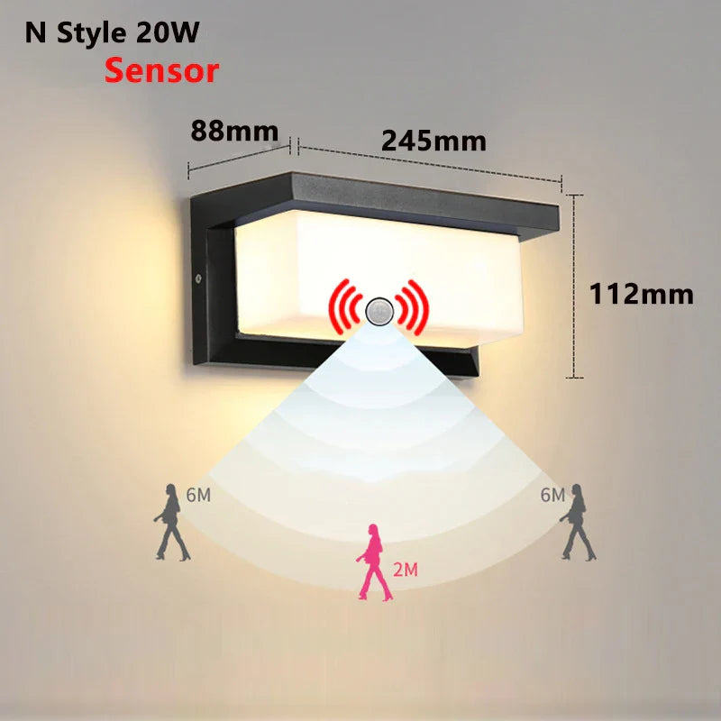 Moderne LED buitenwandlamp met bewegingssensor - Waterdichte veranda lamp, buitenverlichtingssysteem