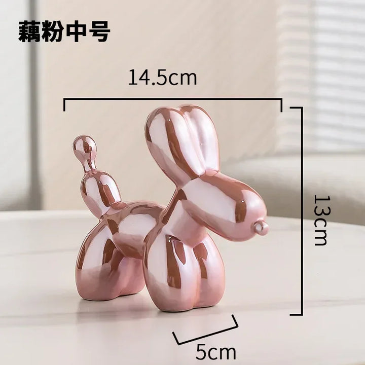 Noordse Keramische Ballonhond Sculptuur Gouden Dier Decoratie Standbeeld Woonkamer Ornamenten Creatief Bureau Ornament Thuis Decor