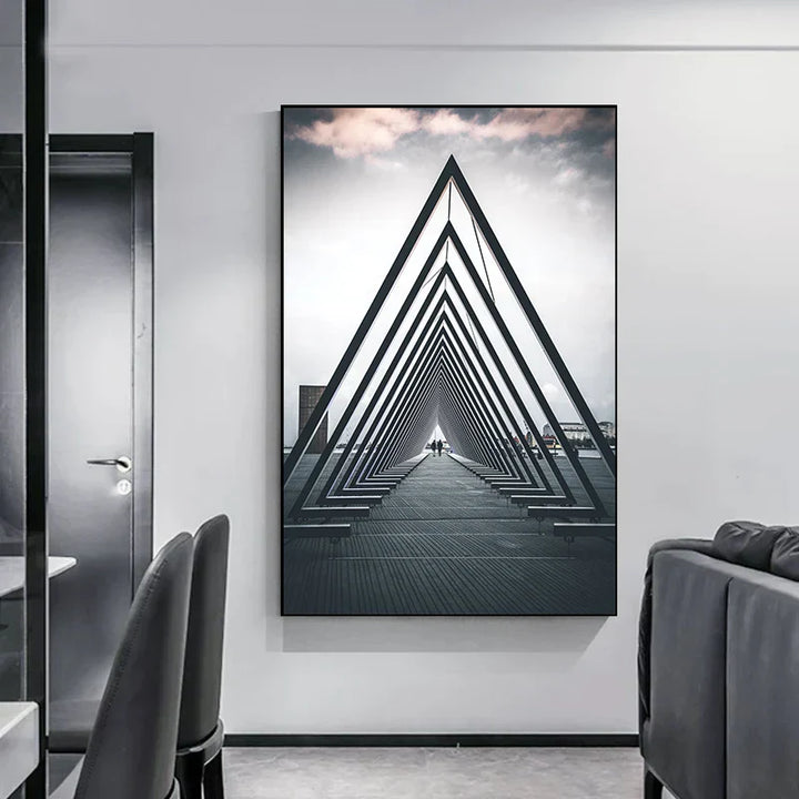 Minimalistische abstracte architectonische wandkunst Fijne kunst canvasprints Posters afbeeldingen voor moderne woonappartement woonkamer kantoor decor