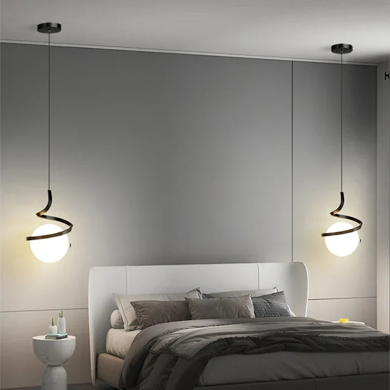 Nordic Glass LED Hanglamp – 3-Kleur Temperatuur, Eenmalige Hanglamp voor Eetkamer, Slaapkamer en Woonkamer Decoratie (5-10 m² Dekking)