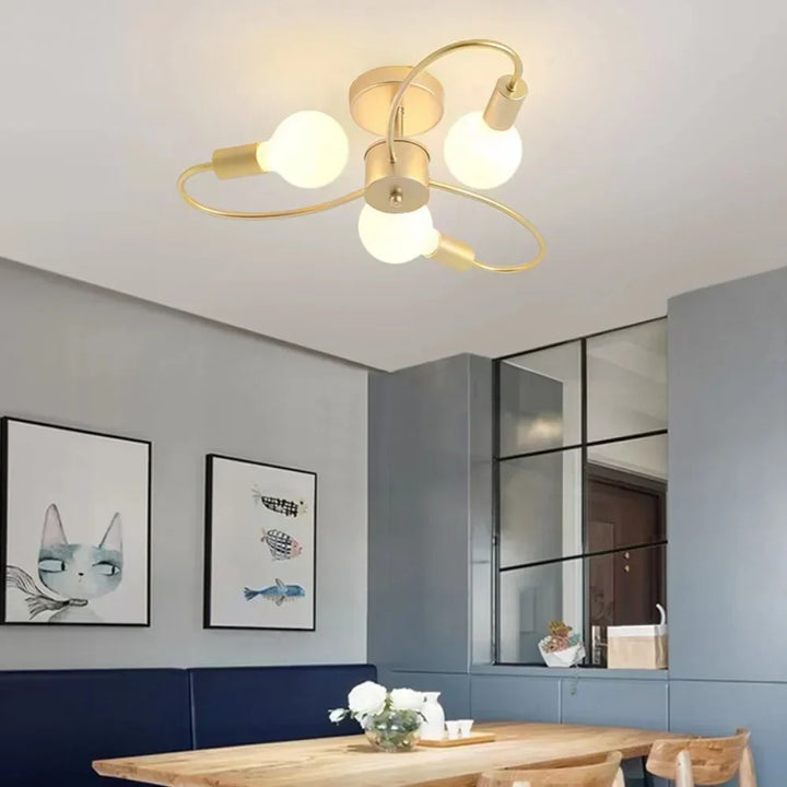 Moderne LED-plafondlampen - Industrieel Ijzer Zwart/Goud Noordelijke Minimalisme