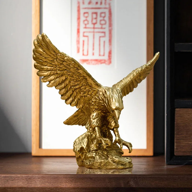 Harz Gouden Adelaar Standbeeld Kunst Dier Model Collectie Ornament Thuis Kantoor Bureau Feng Shui Decor Figuren eenvoudig