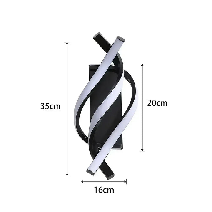 Moderne LED Wandlamp - Gebogen Spiraal Ontwerp, Omhoog & Omlaag Wandschakelaar voor Woonkamer, Slaapkamer, Keuken en Badkamer, Zwart, Goud & Wit