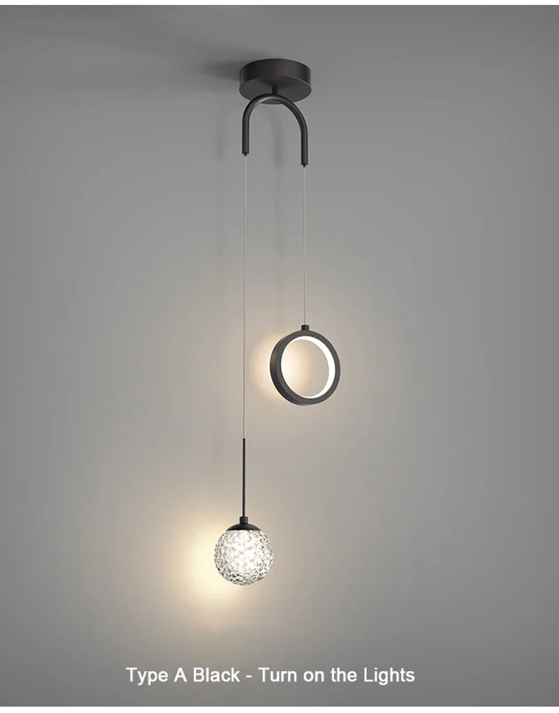 Moderne LED pendelstuk – 2-weg binnenhanglamp voor woonkamer, slaapkamer, eettafel met instelbare 3 lichtkleuren