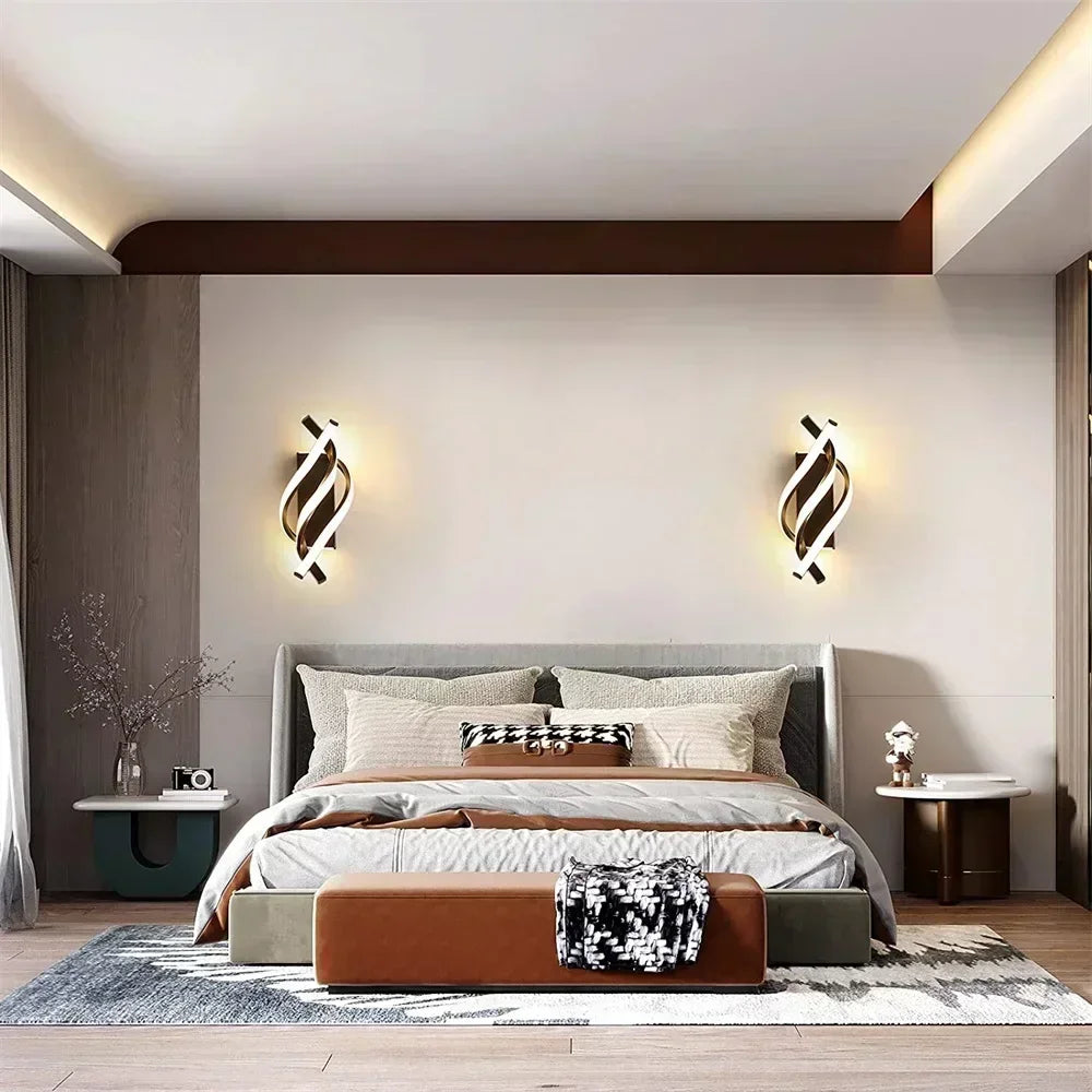 Moderne LED Wandlamp – Gebogen Spiraal Ontwerp Wandlamp voor Woonkamer, Slaapkamer, Gang en Huisdecor