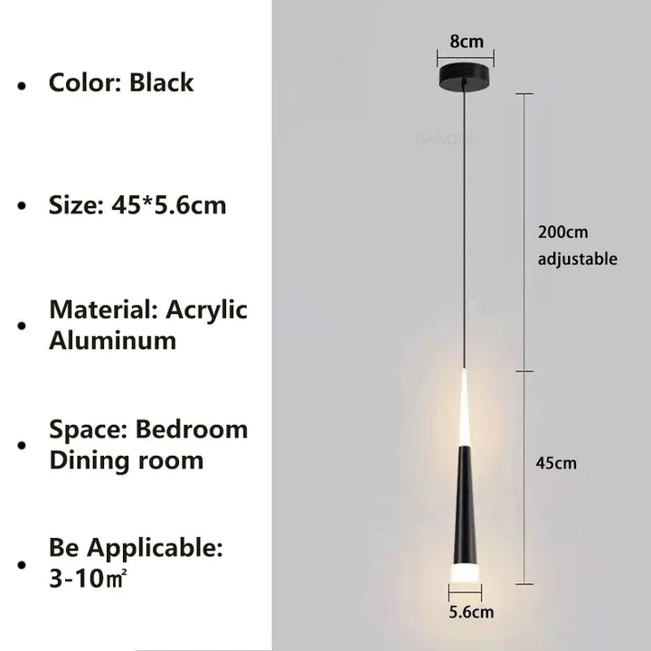 Nordic LED Hanglamp – Lange Hangdraad Kroonluchter voor Slaapkamer, Woonkamer, Eetkamer en Kantoor – Moderne Woondecoratie Lichtbron