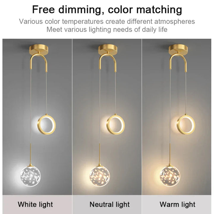 Moderne LED pendelstuk – 2-weg binnenhanglamp voor woonkamer, slaapkamer, eettafel met instelbare 3 lichtkleuren