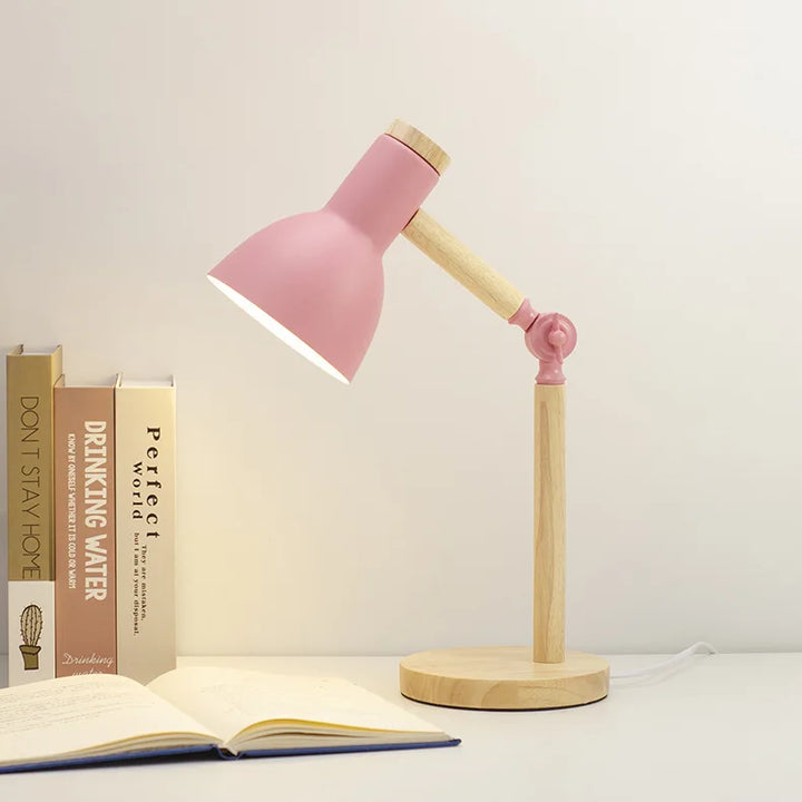 Kreative Nordic Houtkunst LED Tafellamp – Verstelbare kop & Oogbescherming