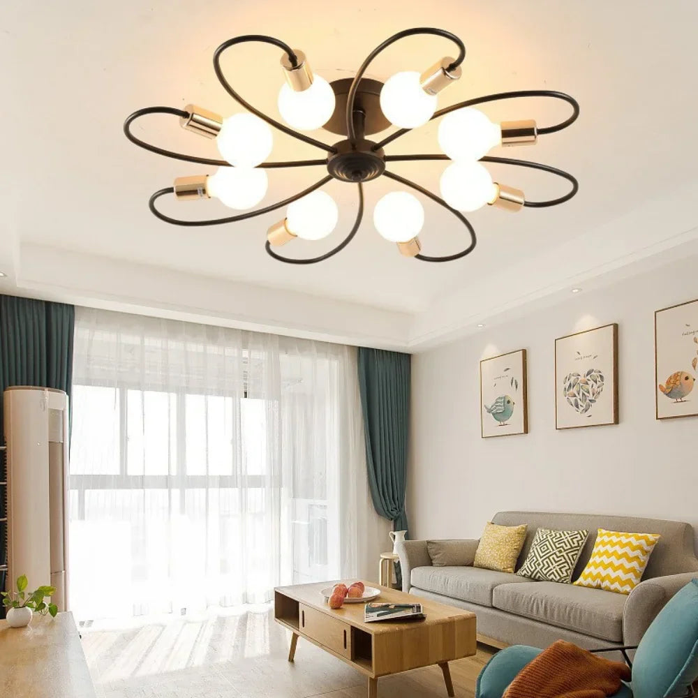 Moderne LED-plafondlampen - Industrieel Ijzer Zwart/Goud Noordelijke Minimalisme