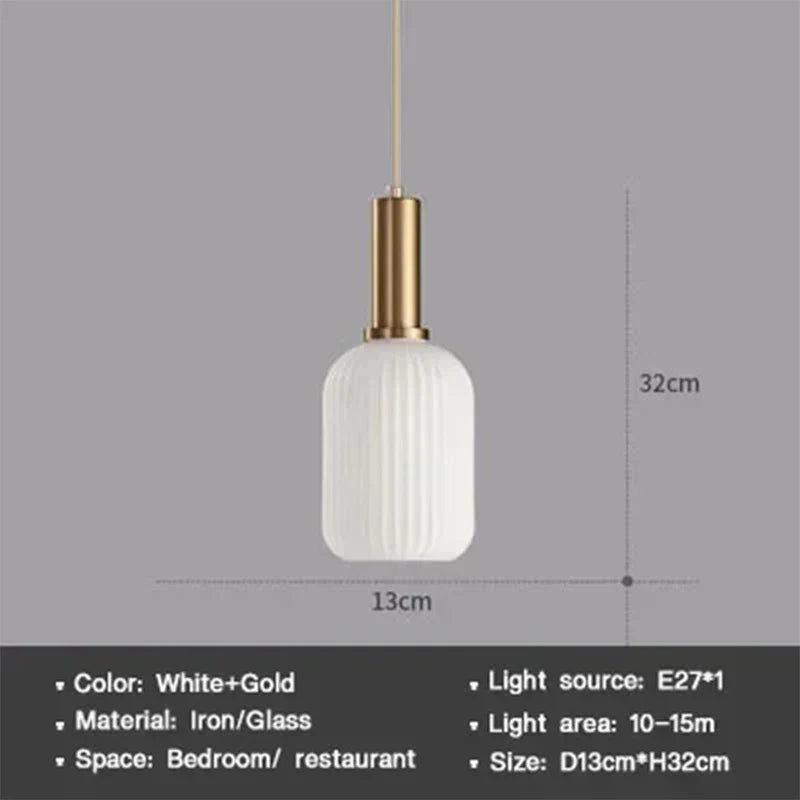 Moderne Nordic Glazen Hanglamp – Enkele Kop LED Hanglamp voor Eetkamer, Slaapkamer, Café en Studie – Wit, Groen, Cognac & meer