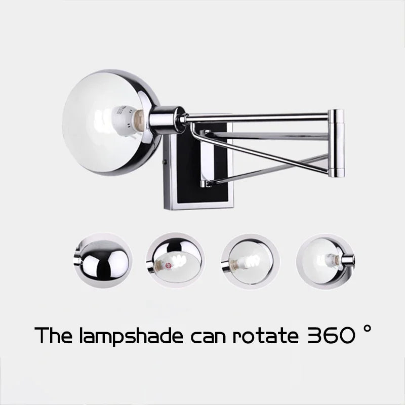 Moderne opvouwbare LED-wandlamp - intrekbare oogvriendelijke wandlamp voor slaapkamer, studie, woonkamer en badkamer