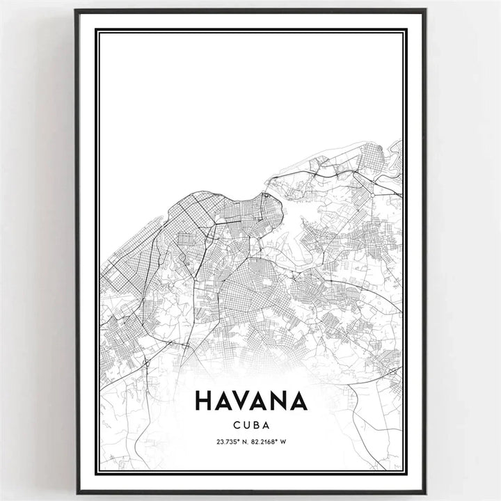 Cuba Havanna Zwart & Wit Reiseposter Wandkunst Fine Art Canvasprints afbeeldingen voor woonkamer eetkamer