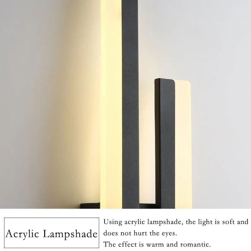 Moderne LED Wandlamp – Zwarte & Gouden Acryl Wandlamp voor Woonkamer, Slaapkamer en Interieurontwerp