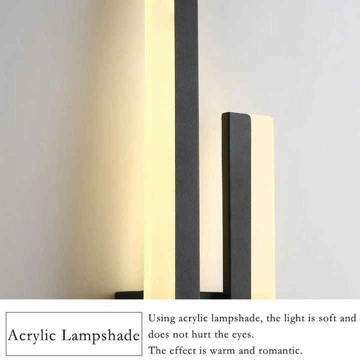 Moderne LED Wandlamp – Zwarte & Gouden Acryl Wandlamp voor Woonkamer, Slaapkamer en Interieurontwerp