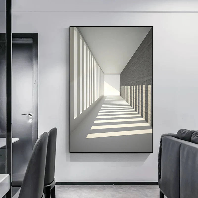 Minimalistische abstracte architectonische wandkunst Fijne kunst canvasprints Posters afbeeldingen voor moderne woonappartement woonkamer kantoor decor