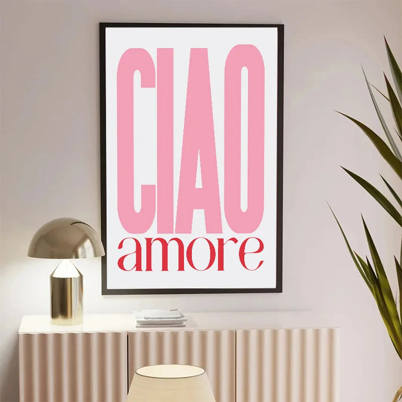 Roze Retro Liefde Quote Wandkunst Fijne Canvasafdrukken Typografische Beelden voor Slaapkamer Woonkamer Hotelkamer Modern Appartement Wanddecoratie