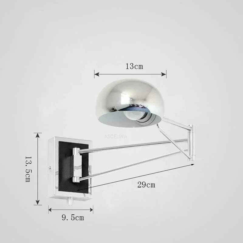 Moderne opvouwbare LED-wandlamp - intrekbare oogvriendelijke wandlamp voor slaapkamer, studie, woonkamer en badkamer