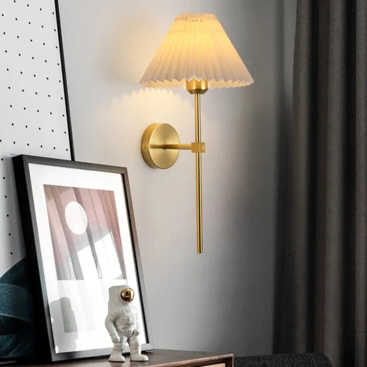 Nordic LED Wandlamp – Modern retro design voor woonkamer, slaapkamer en kantoor, E27 fitting, stoffen kap, wandmontage