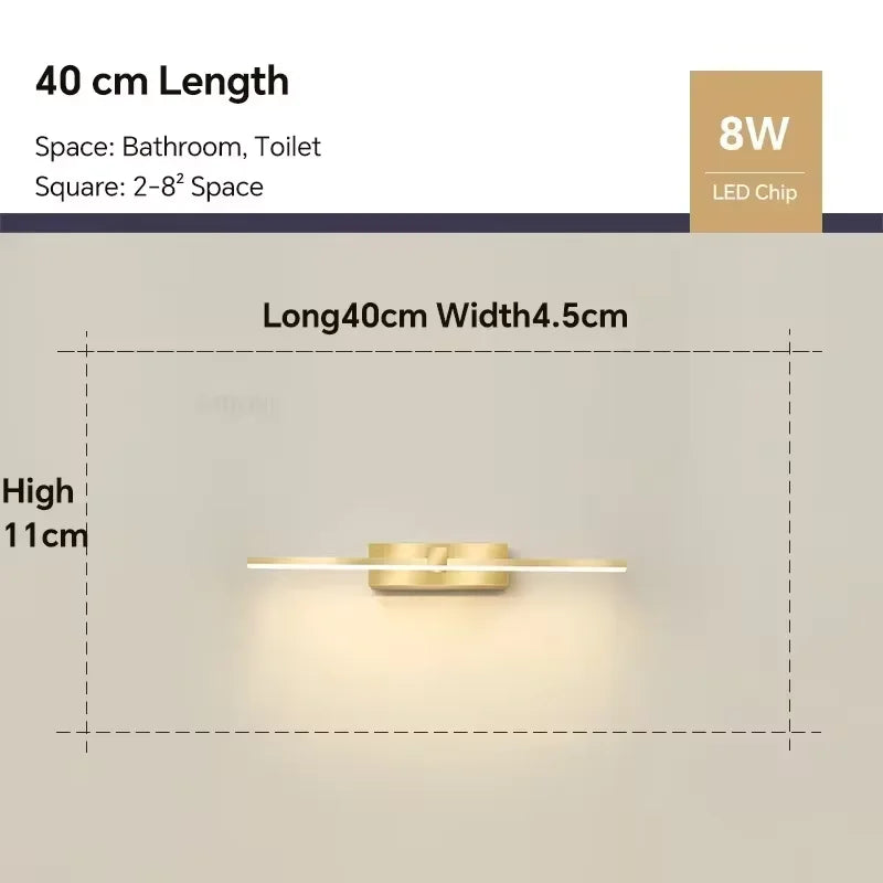 Moderne LED-Wandlamp voor de badkamer – 3-kleurige instelbare licht Aluminium LED-spiegel Lamp voor Makeup en Baden