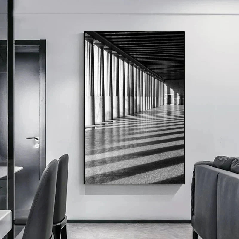 Minimalistische abstracte architectonische wandkunst Fijne kunst canvasprints Posters afbeeldingen voor moderne woonappartement woonkamer kantoor decor